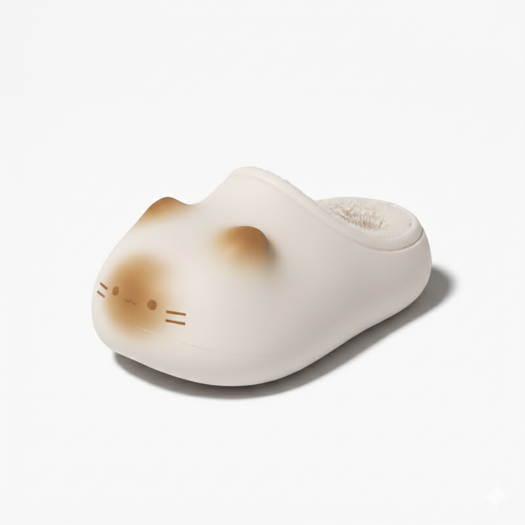 발바닥연구소 꾹꾹슬리퍼 - 탄 고양이